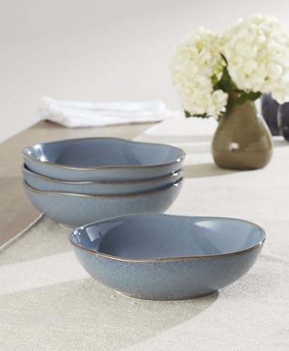 Image of Oneida Organic Shades Blue Stoneware Pasta Bowl Set for 4, 34.5oz