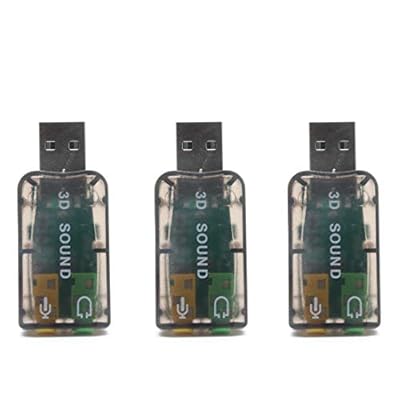 Xiaoyztan 3 Pcs 3D External Drive-Free USB Sound Card 5.1 Channel USB Audio Adapter with 3.5mm Audio Jacks, Black