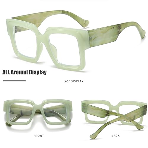 Image of Oversized Square Blue Light Glasses Women Men Thick Big Frame Computer Eyewear Non Prescription Eye Glasses