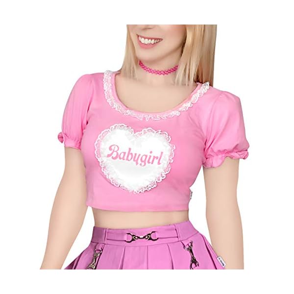 Littleforbig-Kawaii-Crop-top-Puff-Sleeve-Scoop-Neck-Shirt Littleforbig Kawaii Crop top Puff Sleeve Scoop Neck Shirt – Little Babygirl XL Pink