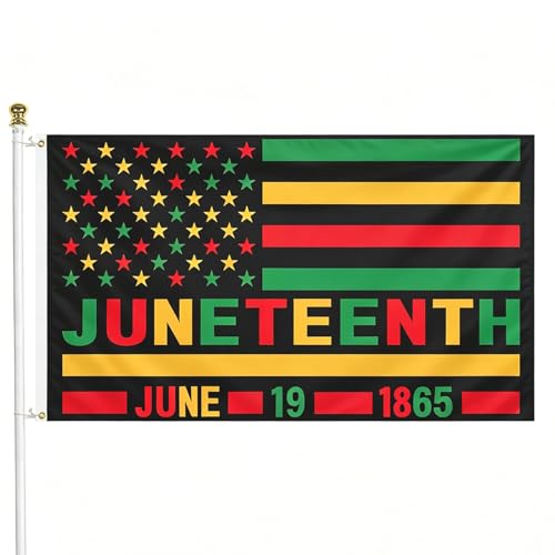 3x5 FT Juneteenth Printing Flag June 19 1865 Black History Freedom Banner for Holiday Celebrations Pan-African Colors Outdoor and Indoor Flag for Home Yard Porch Wall Garden Decorations