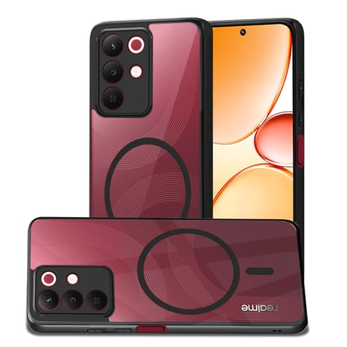 Image of AESTMO Realme 15X / C85 / Narzo 90X 5G Back Cover | 360 Protection | Crystal Clear Hard Back Transparent | Compatible with MagSafe Accessories (PC+TPU, Black Bumper)