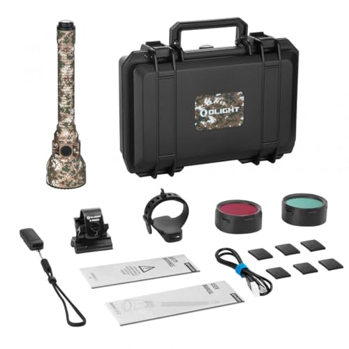 OLIGHT Javelot Turbo 2, Linterna LED de Caza, 1.800 Lúmenes, 1.500m Alcance, Kit con Control Remoto y Filtros (Camuflaje)