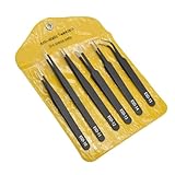 WeddHuis 6 Praezisions Pinzette Set, Gebogener Spitze, Modellbau Pinzettenwerkzeug aus Edelstahl Spitz Pinzette für Computer Elektronische Reparaturen, Schmuck Präzisionsarbeit, Laborarbeit, Schönheit