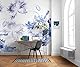 Komar Vlies Fototapete - Blue Silhouettes - Größe 350 x 250 cm, Bahnbreit 50 cm - Tapete, Blumen, Schafzimmer, Wohnzimmer