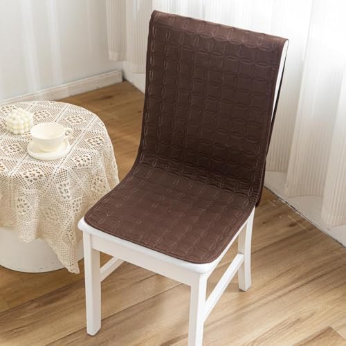 Image of HOMETHREADS Non-Slip Chair Cover-Universal Fit for Kitchen & Dining Chairs-Cushioned Comfort - Stylish Machine Washable Seat Cover-140x40cm (Brown, Pack of 2)