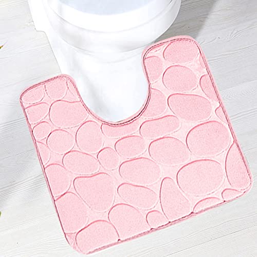 Reyox Tapis de Toilette Antidérapant Absorbant Tapis Contour de WC Polyester Forme de U Rose 40 x 50 cm