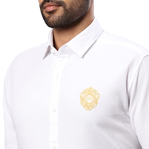 Image of Raymond Men's Full Sleeve Slim Fit White Casual Shirt