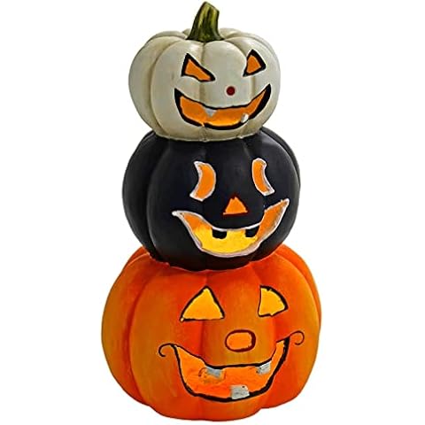 Cackle & Co Light Up Pumpkin Lanterns Stack Halloween Decoration Large Ceramic 60cm Cover