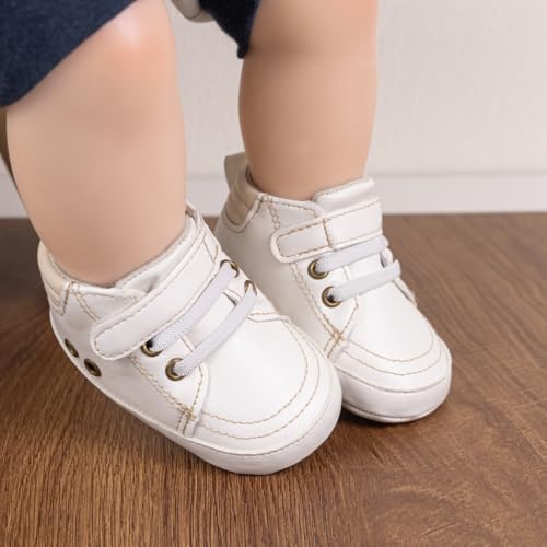 Image of CENCIRILY Baby Boys Girls High Top Sneakers Soft Soles Anti Skid Infant Ankle Shoes Toddler Prewalker First Walking Crib Shoes