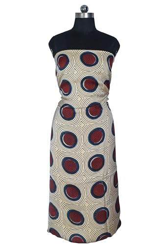 Image of Ethnics of Kutch Womens's Ajrakh Modal Silk Natural Dye Hand Block Print Unstitched Kurta Fabric