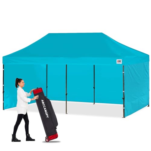 Image of ABCCANOPY Heavy Duty Easy Pop up Canopy Tent with Sidewalls 10x20, Turquoise
