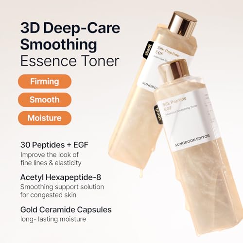 Image of SUNGBOON EDITOR Silk Peptide EGF Facial Toner with Copper Peptides for Sensitive Skin, Moisture & Smoothing Care for fine Lines, Firm-Looking Radiance, Korean Skincare, 10.14 fl oz (Pack of 2)