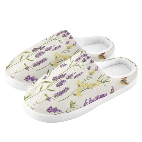 JUNZAN Safari Lavender Neutral Womens Cotton Slippers Wide Memory Foam Ladies Slippers for Outdoor Birthday Presents 6-74