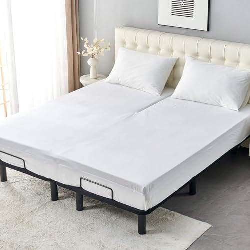 Image of Waterproof 32-34 inch Split Top Queen Mattress Protector for Adjustable Bed Soft Jersey Fitted Matress Cover