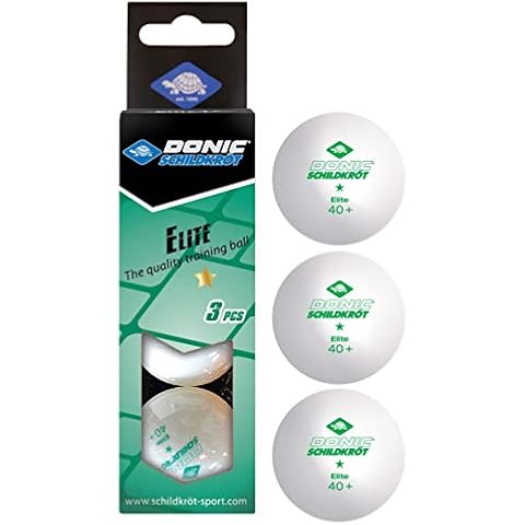 Donic-Schildkröt 1-Star Elite Table Tennis Ball, Poly 40+ Quality, 3 Pieces in a Box, White Cover