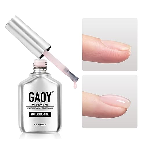 GAOY Builder Gel for Nails 16ml Nail Strengthener in a Bottle Nail Extension Hard Gel Soak Off Long Lasting UV Light Cure 1726 Baby Pink Base Coat Top Coat Needed
