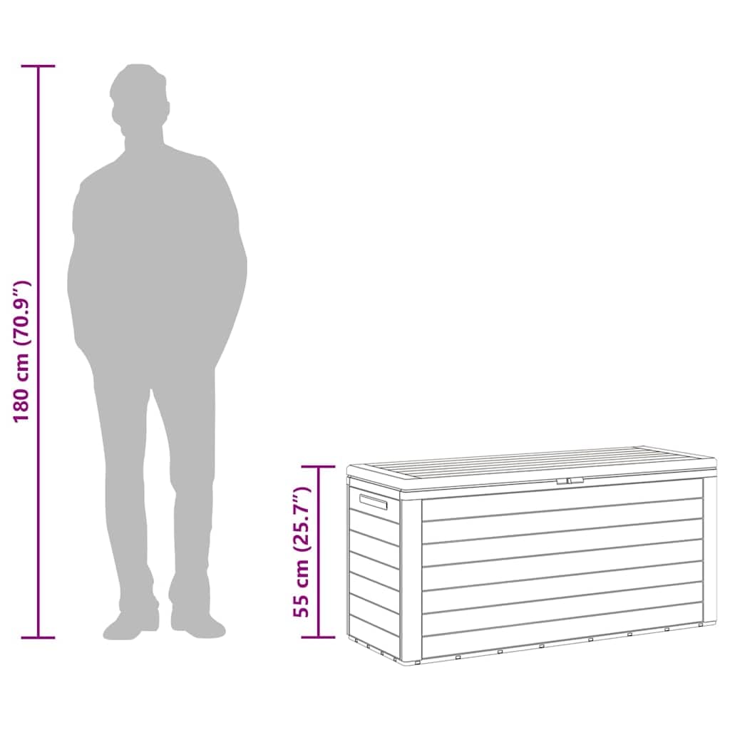Gartenbox Anthrazit Polypropylen 116x44x55 cm 290 L Stauraum Aufbewahrung Truhe mit Deckel abschließbar wetterfest für Balkon Terrasse Outdoor und Garten Sitzfunktion Ordnungsschutz