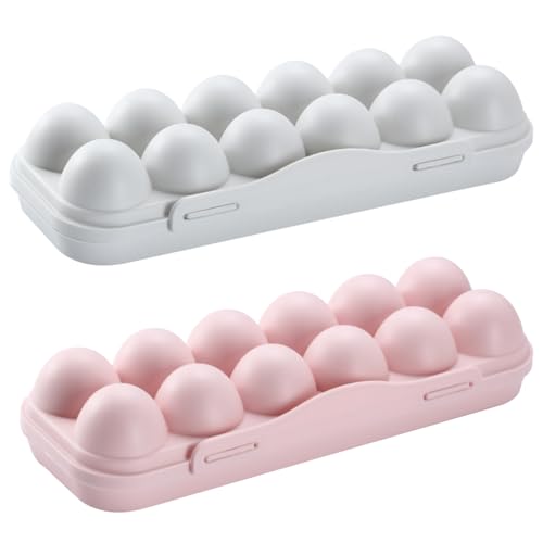 Aweisile Caja de Huevos Portátil 2 Piezas Cajas de Almacenamiento de Huevos de Plástico con Tapa Huevera Bandejas de Huevos con Tapa para Nevera Cocina Hogar