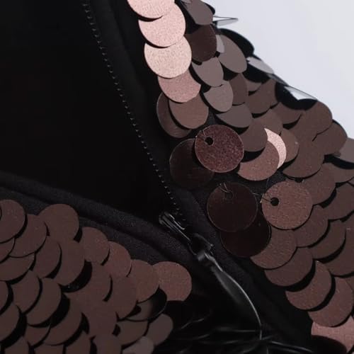 Women's Brown Sequin Midi Skirt Fullly Lined A-Line Party Club High Waisted Shimmery Glittery Skirt2