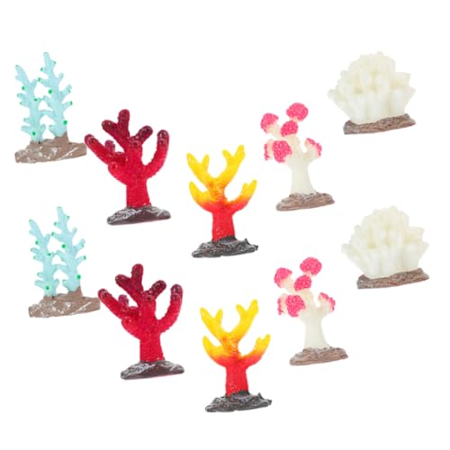 FONDOTIN 10個 人工珊瑚水槽装飾 レジン製 素材 淡水 海水両用 ミニチュアコーラルリーフ 熱帯魚タンクの造園用インテリア