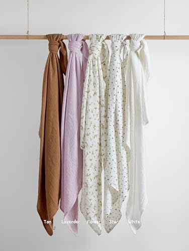 Image of Meracorallo Muslin Swaddle Blanket, 100% Cotton Receiving Blanket Soft and Breathable Swaddle Wrap for Baby Boys and Girls, Lavender