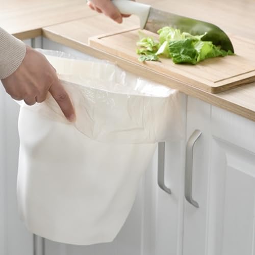 Poubelle en plastique moderne Acouto design froissé pour petite salle de bain blanche épurée