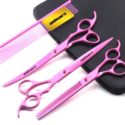 Kit 3 Tesouras e 1 Pente para Banho e Tosa Pet Shop 7 Polegadas (...
