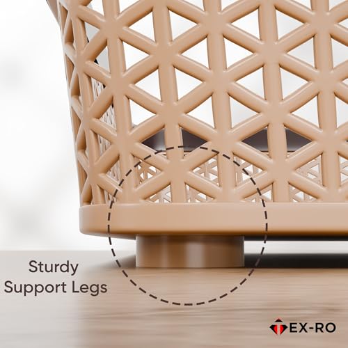 Image of TEX-RO Plastic Trays for Storage Organizer | Multipurpose Tray for Kitchen, Office & Drawer | Storage Tray for Documents, Cosmetics, Stationery | Woven Design Basket - Brown, Pack of 4