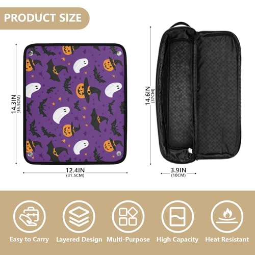 Bolsa organizadora para herramientas de cabello Black Witch Hats Bats Marble resistente al calor para planchas, rizadores y accesorios de cuidado capilar miniatura 4