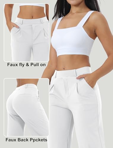 Image of Wide Leg Work Pants for Woman Stretchy Office Slack Dress Pants Business Trousers with Pockets