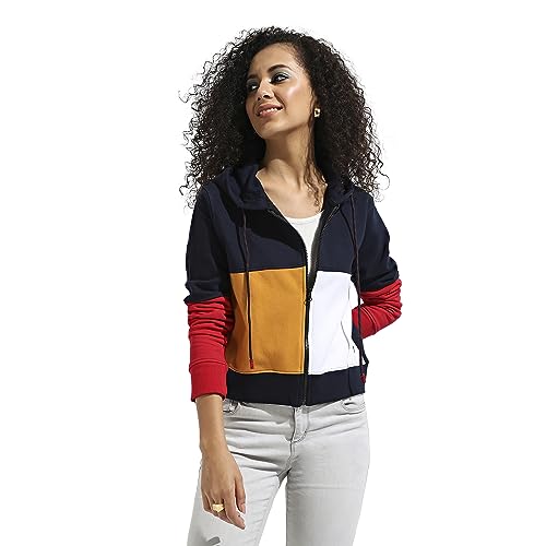 Image of Campus Sutra Women Cotton Hooded Neck Sweatshirt