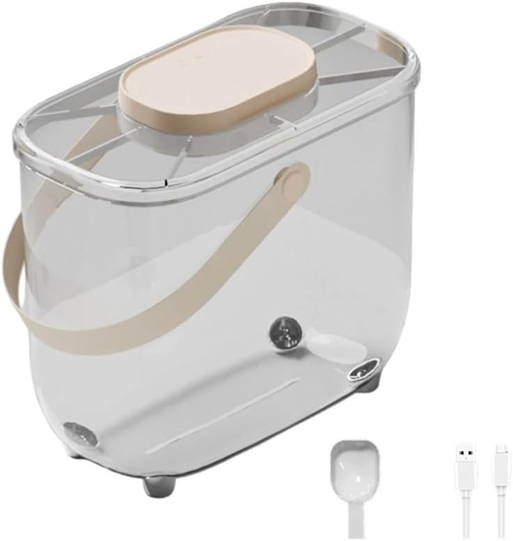 Vacuum Seal Pet Food Container, 11-13 Lbs Dog Food Container, Airtight Large Capacity Cat and Dog Food Storage Bin with Intelligent Vacuum Technology, for Keeping Pet Food Fresh (White)