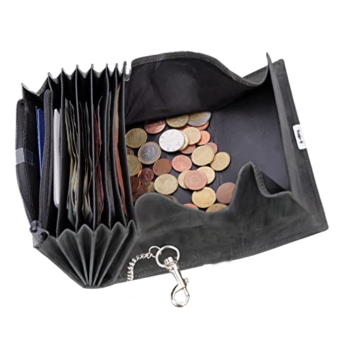 Leather wallet 18.5 cm - brown - classic - lightweight - magnetic - slim - leather - unisex - adults - everyday, grey, Classic2