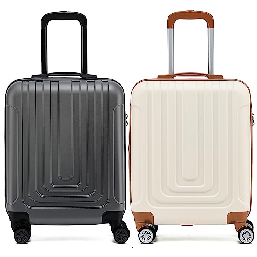 Flight Knight Premium Set of 2 Lightweight Cabin Suitcase - 8 Spinner Wheels - Built-in TSA Lock & USB Port - Luggage Approved for Over 100 Airlines Including Ryanair Priority - 55x40x20cm