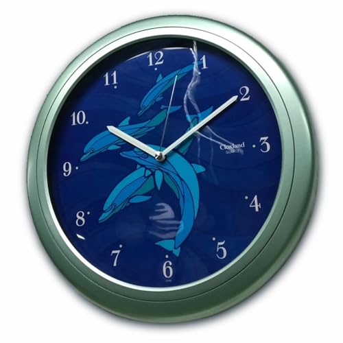 日本製 さんてる 光る イルカ 海外対応 305ｍｍ クオーツ掛け時計 XM007