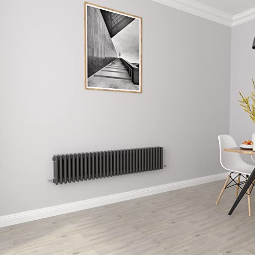 Radiateurs Anthracite Horizontal 3 Colonnes Rads Fonte Style Chauffage Central Radiateurs pour Salle de Bain, Salon et Cuisine 300x1460mm