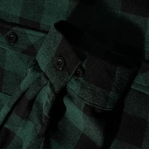 Flannel Shirt for Men Plaid Button Down Hoodie Casual Long Sleeve Shirts Lightweight Hooded Shirt Jacket with Pockets4