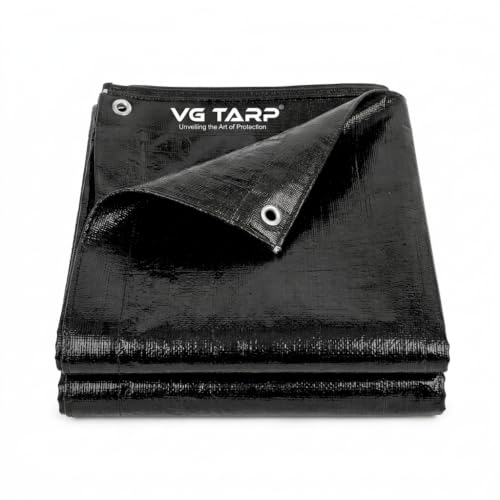 Image of 250 GSM HDPE Tarpaulin 6 X 9 Feet I Heavy-Duty Waterproof Non-Filler Sheet for Car Parking Shed, Tin Shed, Bike Cover, Outdoor Rainproof Tent, Garden, (Black)