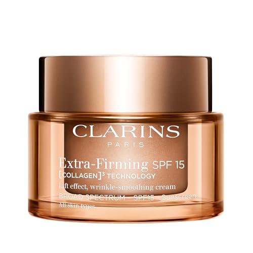 Clarins NEW Extra-Firming Day Moisturizer SPF 15 | Firming Anti Aging Face Cream | Contains Collagen Polypeptide & Niacinamide | UVA/UVB Protection | All Skin Types