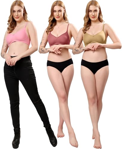 Image of London Hills Regular Bra for Women Everyday Non Padded Wire Free Mid Coverage Cotton Blend