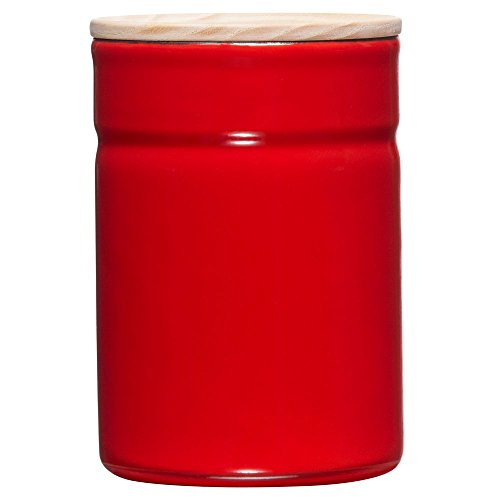 Riess, 2172-213, Boîte à provisions avec couvercle en frêne, diamètre 8 cm, hauteur 12 cm, contenu 525 ml, FRESH TOMATO, KITCHEN-MANAGEMENT, Truehomeware, émail