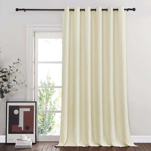 NICETOWN Blackout Sliding Glass Door Curtain, Thermal Insulated Grommet Room Darkening Window Treatment Sound Dampening for Bedroom/Living Room, Beige, W80 x L90, 1 Panel