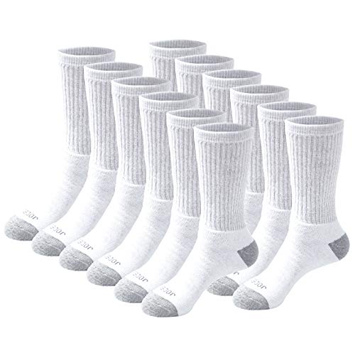 Men's Athletic Cotton Socks Full Cushion Socks Moisture Wicking Socks Work Crew Socks (6-Pair) Tube Sock Thick Socks White Sock Black Socks