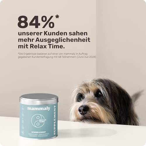 Beruhigungsmittel für Hunde - 60 Snacks (175g) Relax Time von mammaly - Entspannungs- & Anti-Stress-Mittel mit Baldrian - leckere Beruhigungsleckerli zur Entspannung für Deinen Hund auch zu Silvester