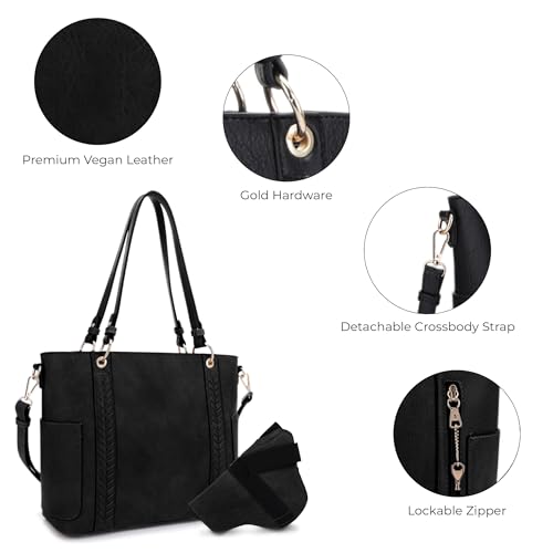 Image of JESSIE & JAMES | Austin Whipstitching Concealed Carry Tote Bag with Lock and Key, Top Handle CCW Purse | Whipstitching, Concealed Carry, with Lock and Key, Top Handle, CCW