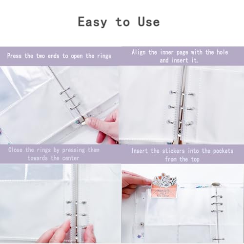 Image of Sticker Binder Organizer with Storage Sleeves,Reusable Stickers Collecting Book Album Holder, A5 Blank Sticker Container Organizer-Purple