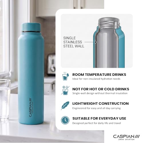 Image of CASPIAN / / / Astra Stainless Steel Water Bottle 1 litre (1000 ml) | Single Wall, Leakproof & BPA-Free | Reusable Metal Bottle for Fridge, Home, Office, Gym, School & Travel, Tropical Teal, Pack of 1