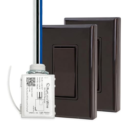Image of RunLessWire 3-Way Battery-Free Wireless Light Switch Kit - Brown