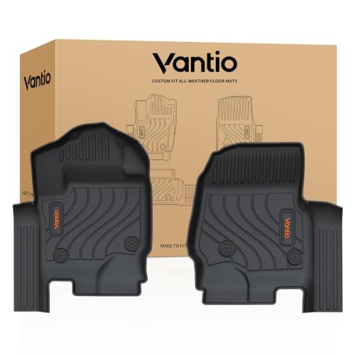 Image of Floor Mats for 2017-2025 2026 Ford F250 F350 F450 Super Duty Crew Cab, Front Bucket Seats, Custom Fit All Weather TPE Floor Liners, only 1st, 2pcs Black